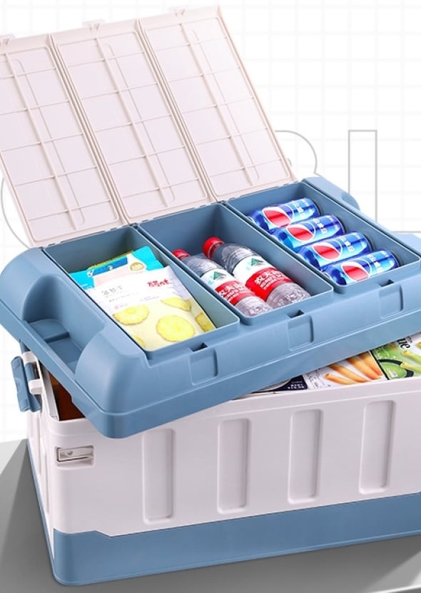 [UNDERWOOD CAMPING] กล่องเก็บของ กล่องเก็บของมีฝาปิด สี White Blue 