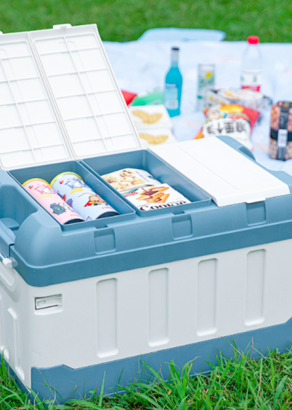 [UNDERWOOD CAMPING] กล่องเก็บของ กล่องเก็บของมีฝาปิด สี White Blue 