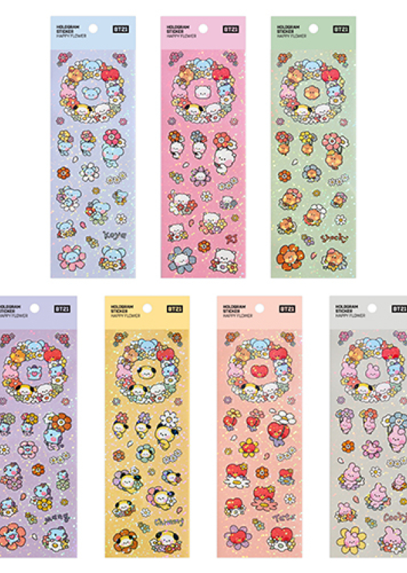 [BT21] Minini Happy Flower สติกเกอร์โฮโลแกรม 