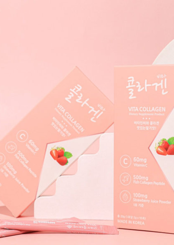[MEMBERK] Vita Collagen Strawberry คอลลาเจนเปปไทด์จากปลา 500 mg รสสตรอว์เบอร์รี 10 ซอง