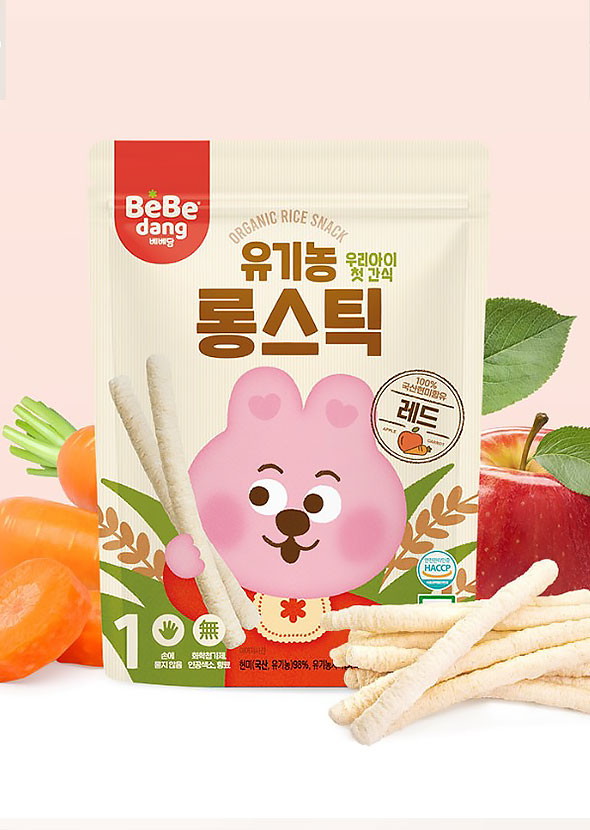 [BEBEDANG] Brown Rice Stick Apple and Carrot ขนมข้าวกล้องแท่งอบกรอบรสแอปเปิ้ลผสมแครอท ตราเบเบดัง
