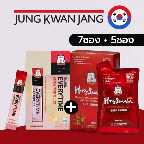  [JUNG KWAN JANG] เอเวรี่ไทม์ เกรฟฟรุต 7 แท่ง+ฮง ซัม วอน 5 ซอง