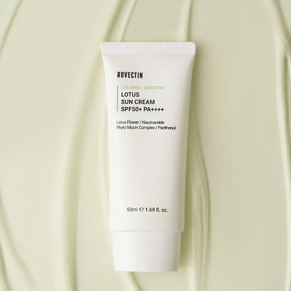 [ROVECTIN ]   CALMING LOTUS SUN CREAM SPF50+ PA++++ ครีมกันแดด Vegan เนื้อบางเบา ไม่เหนียว ซึมง่าย
