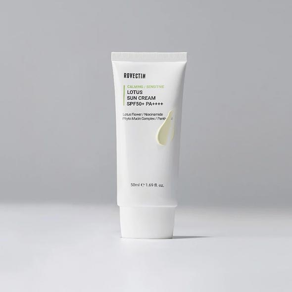 [ROVECTIN ]   CALMING LOTUS SUN CREAM SPF50+ PA++++ ครีมกันแดด Vegan เนื้อบางเบา ไม่เหนียว ซึมง่าย