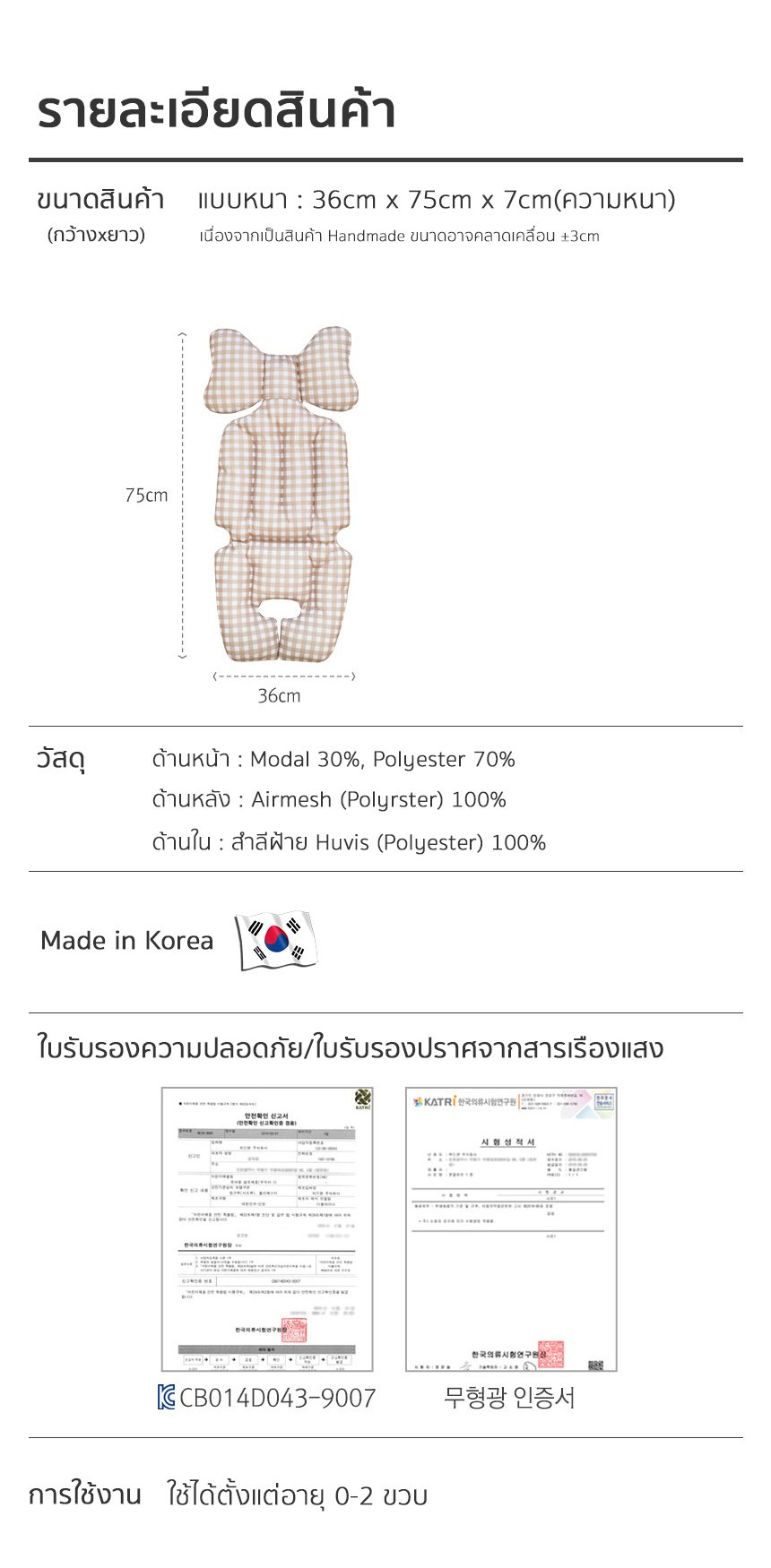 BEBENUVO เบาะรองรถเข็นเด็ก คาร์ซีท Four Seasons Double-Sided Liner (แบบหนา นุ่ม)