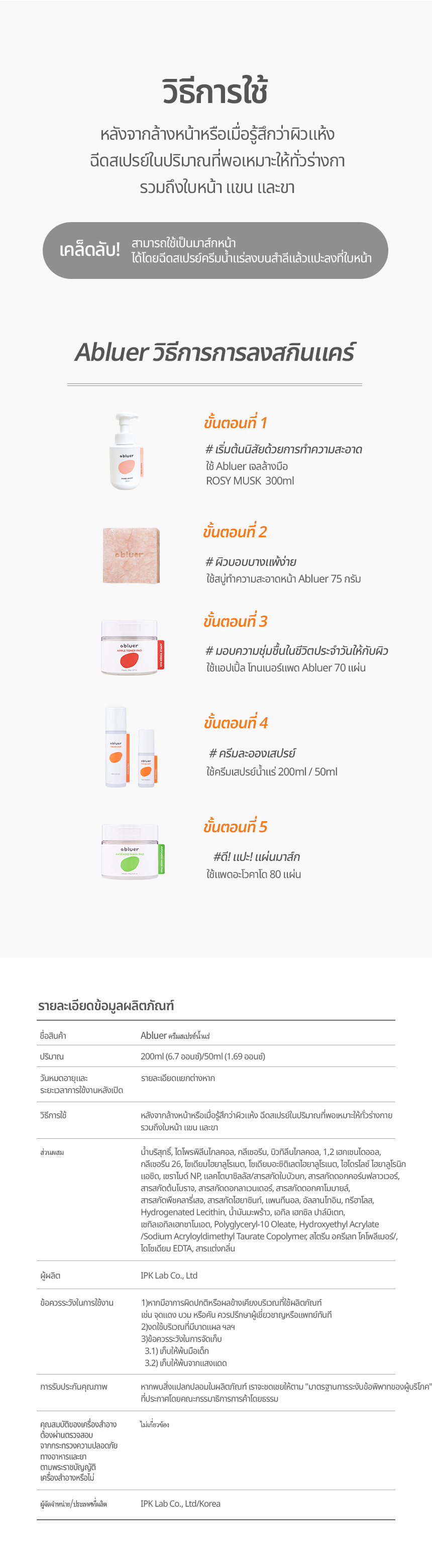  [ABLUER] ครีมสเปรย์น้ำแร่  200ml